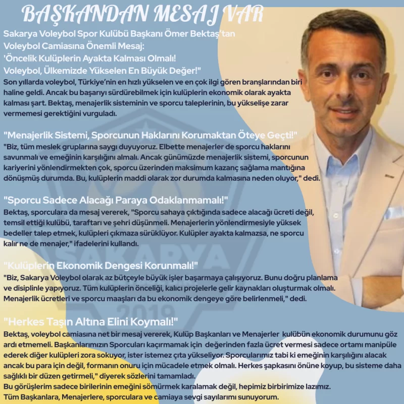 BAŞKANDAN VOLEYBOL CAMİASINA MESAJ VAR